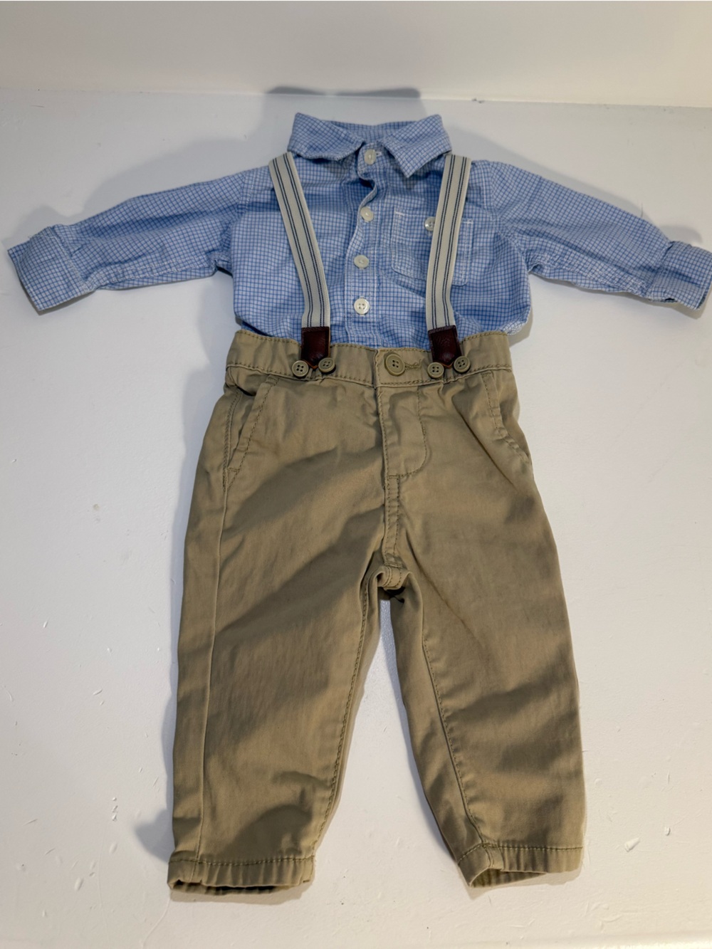 Baby Boy Dress Outfit Bundle 6M Khaki Pants & Shirt